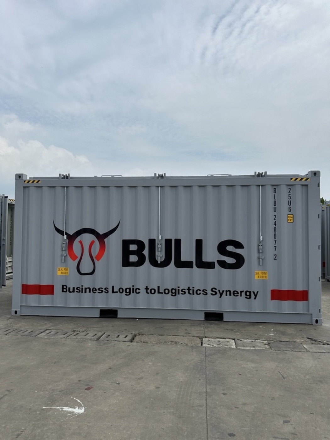 Фронтальный вид контейнера BULLS BOX с логотипом